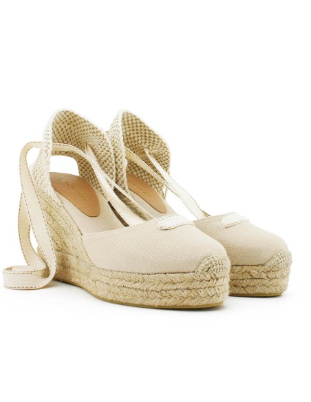 ESPARTO CUÑA ALTA CINTAS BEIGE - KORTESY CLOE