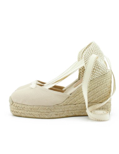 ESPARTO CUÑA ALTA CINTAS BEIGE - KORTESY CLOE