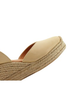 ESPARTO CUÑA ALTA CINTAS COMBI PIEL BEIGE - KORTESY NORA