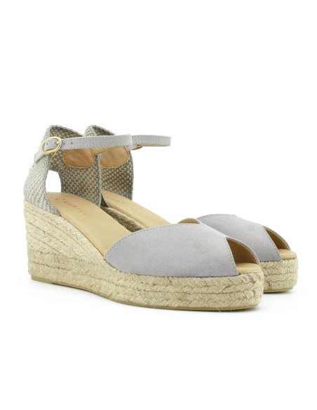 SANDALIAS ESPARTO CUÑA MEDIA GRIS - KORTESY ISABEL