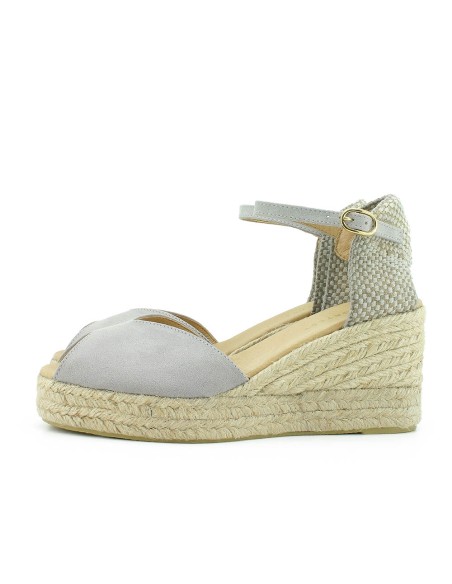 SANDALIAS ESPARTO CUÑA MEDIA GRIS - KORTESY ISABEL