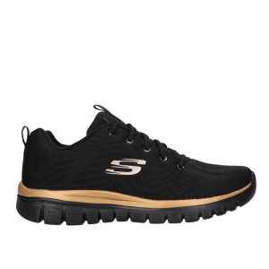 SKECHERS GRACEFUL NEGRO ORO - 12615